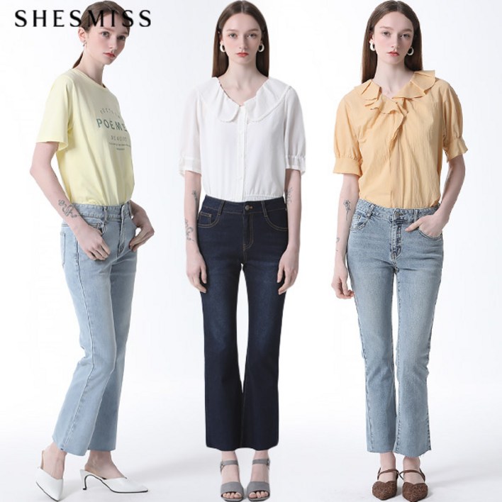 쉬즈미스 컷팅 워싱 데님 팬츠  택가격  138000원