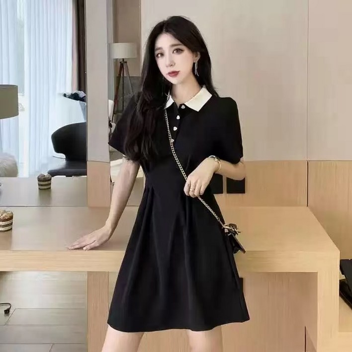 여성 여름 원피스 캐주얼 데일리 반팔 카라넥 심플 슬림핏 미니원피스