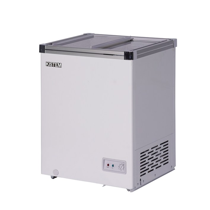 소형 아이스크림냉동고 100L 키스템 유리 KISSD10F 마트 카페 축제 학원 고기집 식자재 건어물 제철생선 유리슬라이드, KISSD10F, 단일색상