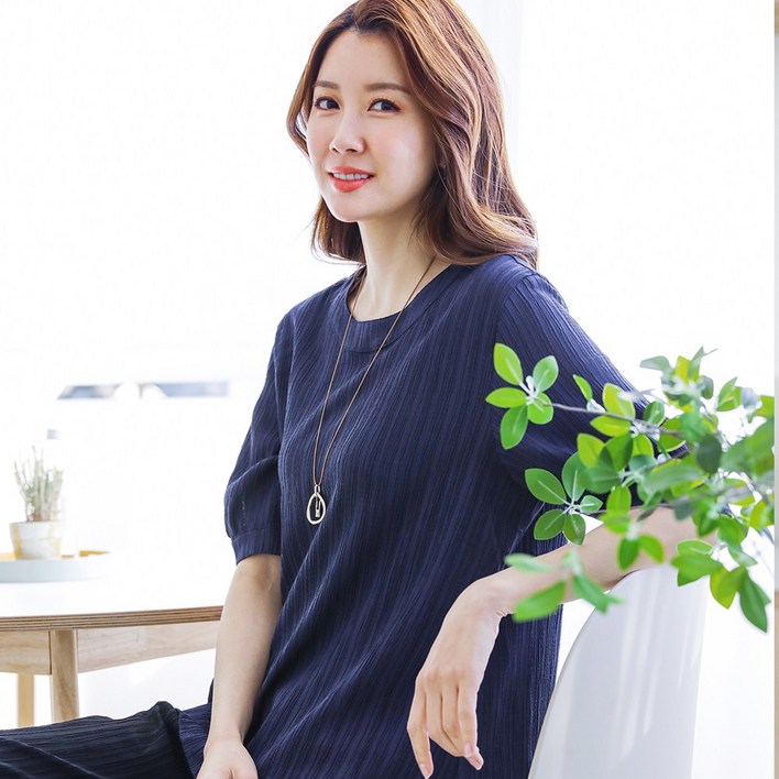 우일패션 여성용 인견 데일리 7부소매 블라우스