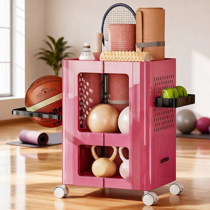 폴딩 요가매트 수납 정리함 이동식 헬스용품 보관함 다목적 운동기구 카트