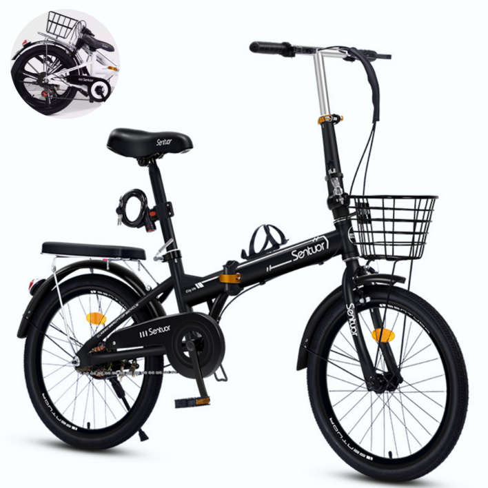 산타고 접이식 미니벨로 자전거 16인치 20인치 22인치 초경량 자전거, 1개, 1cm, 블랙 16인치 x 단일속도 x 일반휠