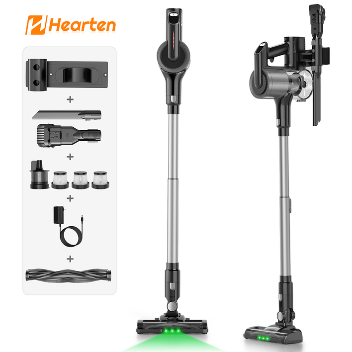 [2025 최신형]Hearten 무선 청소기 다용도 35000pa+고급 HEPA+ LED+디지털 디스플레이+6in1;+자유 조절; 저소음 최신 원룸/차량용/애완동물 휴대용 청소기, 승급-Black-Pro