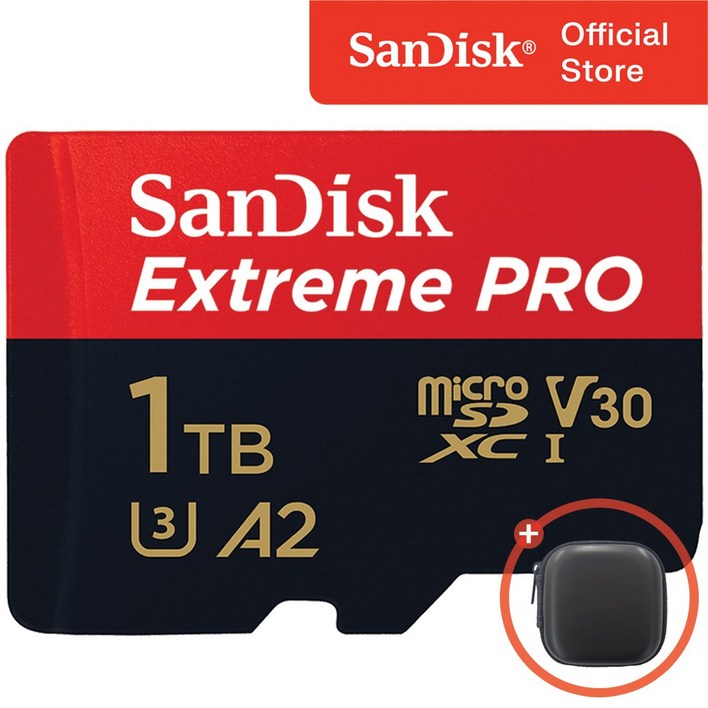 샌디스크 익스트림 프로 마이크로 SD 카드 메모리 케이스, 1개, 1TB 샌디스크 익스트림 프로 마이크로 SD 카드 메모리 케이스, 1개, 1TB