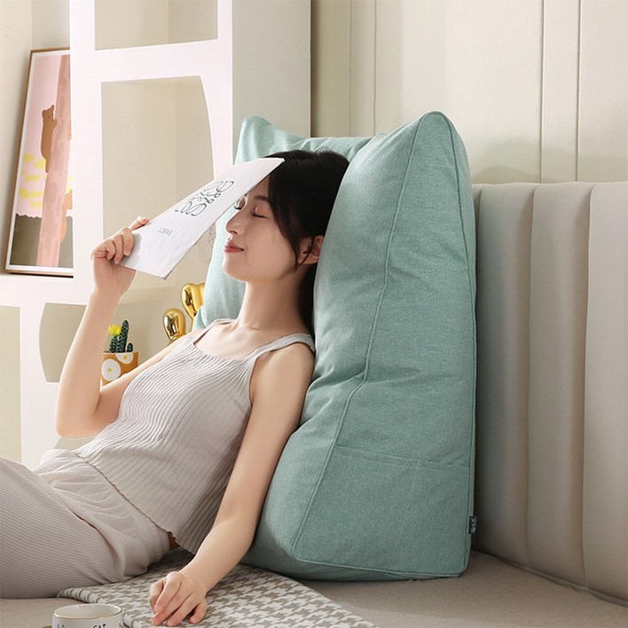 코잠 더 넓고 긴 롱 삼각쿠션 등받이 쿠션 등쿠션, 민트