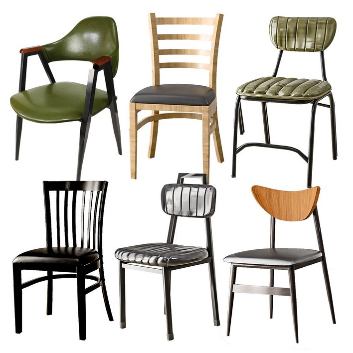 업소 식당 카페 인테리어 의자 모음 철재 식탁의자 음식점 가정 분식점 레스토랑 구내식당, 1개, 브라운