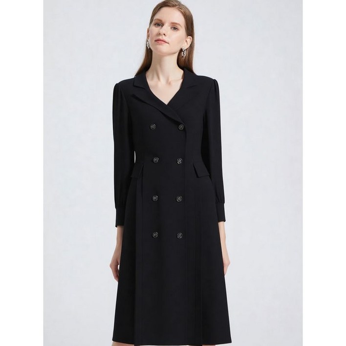 베스띠벨리 블랙 더블 테일러드 플리츠 원피스 BHOAI2527