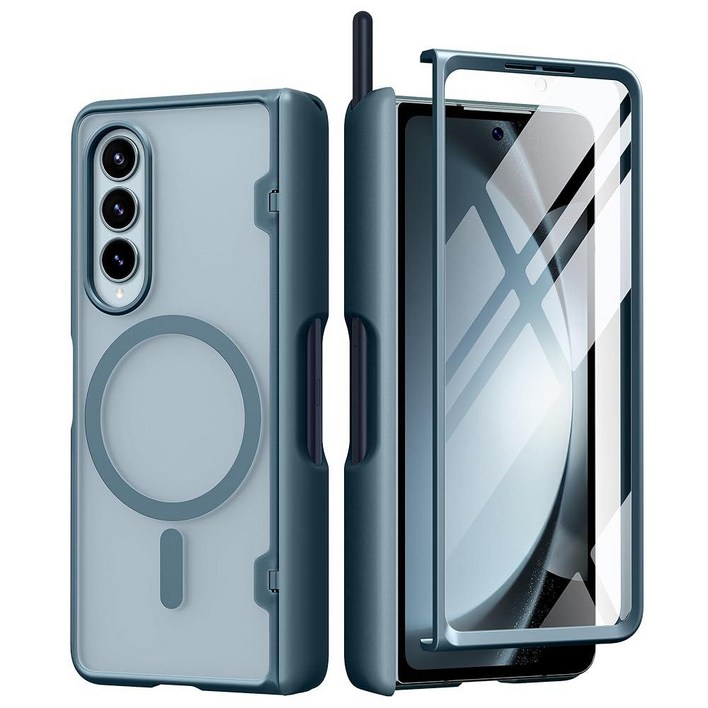 MOBOSI 삼성 갤럭시 Z 폴드 4 전용 마그네틱 케이스, Magsafe와 호환, 내장 힌지 보호 및 전면 액정보호필름 풀 바디 견고한 폰 케이스, Z Fold4용, S 펜