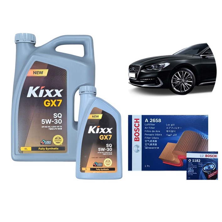 킥스 GX7 5W30 그랜저IG 2.4 엔진오일에어크리너오일필터 세트