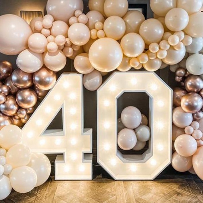 LED 조명 거대한 생일 피규어 숫자 풍선 채우기 상자 첫 번째 생일 파티 장식  웨딩 장식 30 40 50