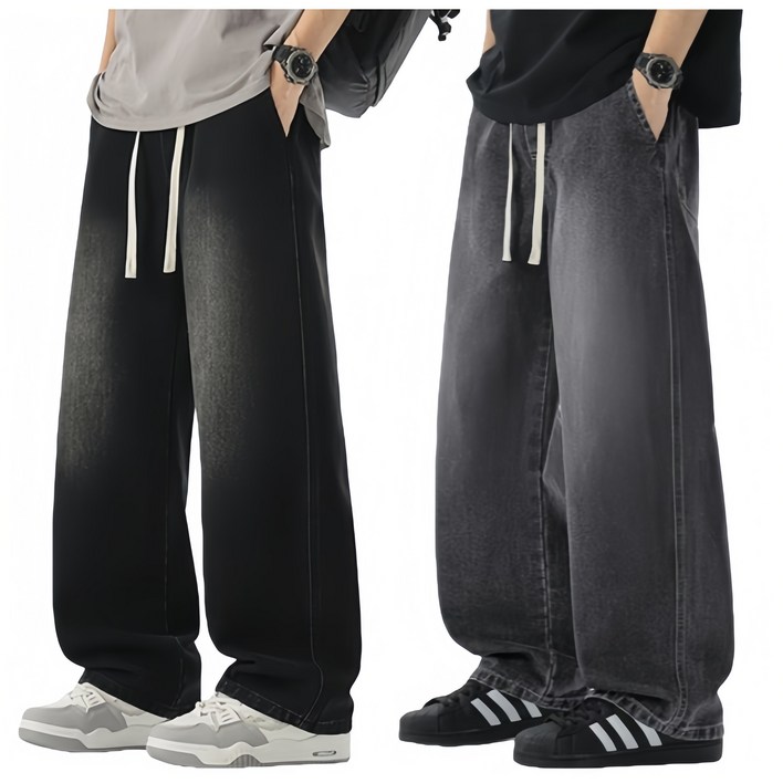 BDICOOL 남성 데님 팬츠 11 청바지 세미 와이드 기모 밴딩 롱 데님 일자 팬츠 BK113