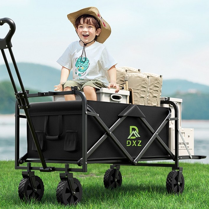 DXZ 접이식 캠핑웨건 다기능 뒷문개방형, 1개, 블랙