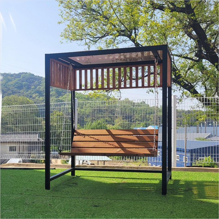 원두막 2인용 철재 그네의자 전원생활용품 지붕넥산 파고라형 카페 펜션 등 정원용품, 혼합색상