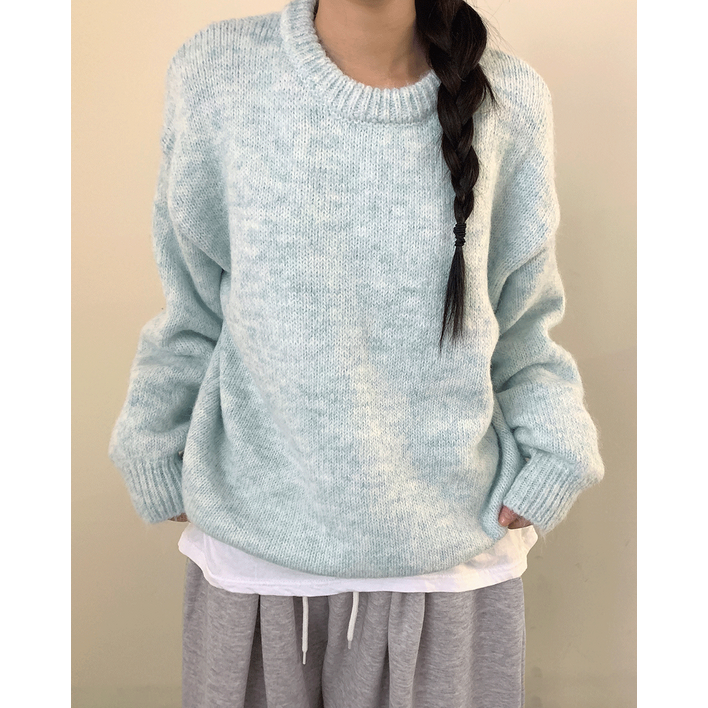 파스텔6컬러 메링 포근 솜사탕 라운드 아방핏 울 니트