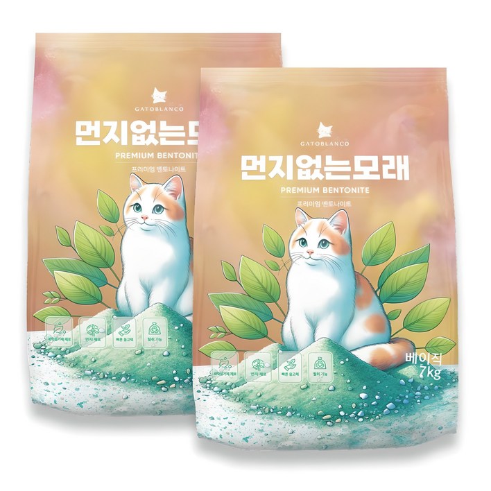 고양이 벤토나이트 먼지없는 모래 베이직, 7kg, 2개, 무향, 2개, 7kg