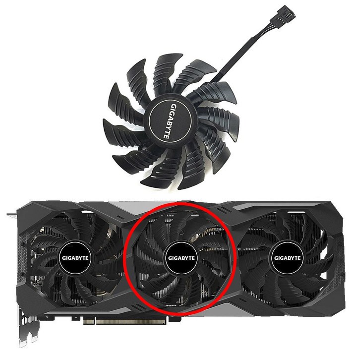 GIGABYTE 지포스 RTX 2070  그래픽 냉각 팬용 GPU 쿨러 T128015SU PLA09215S12H