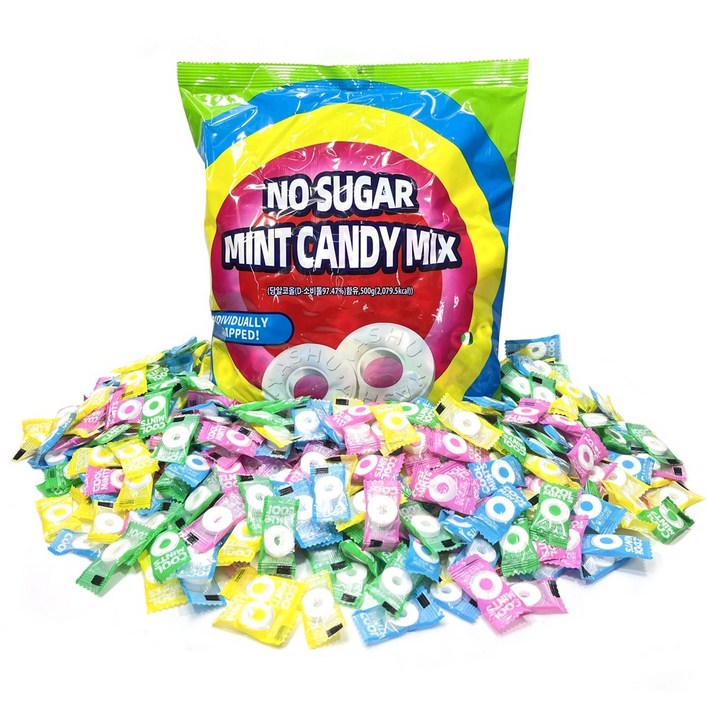 노슈가 민트캔디 믹스 (약370EA)대용량 목캔디 무설탕  제로  캔디