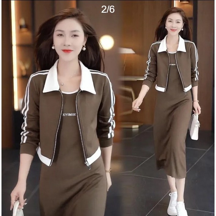 옷깔난다 나시롱원피스 크롭집업세트 랜디투피스