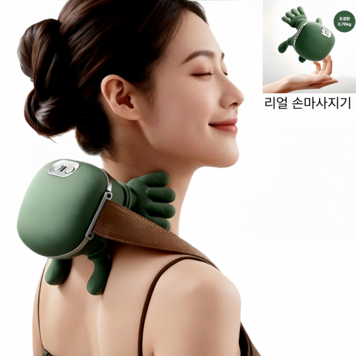 트렌디고 무선 목 어깨 마사지기 리얼 손모양 온열 지압 마사지