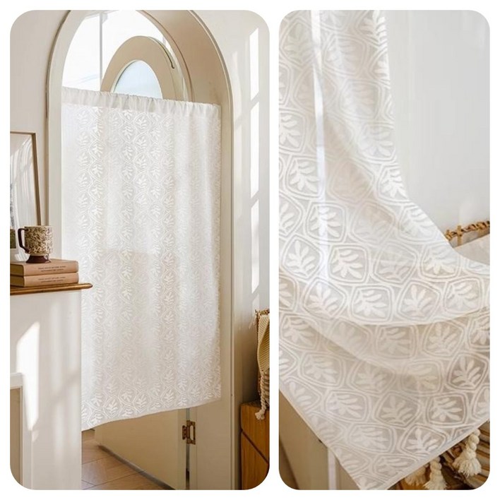 YYT 모던 심플 자수  레이스 커튼, 부드러운 레이스 문발 커튼