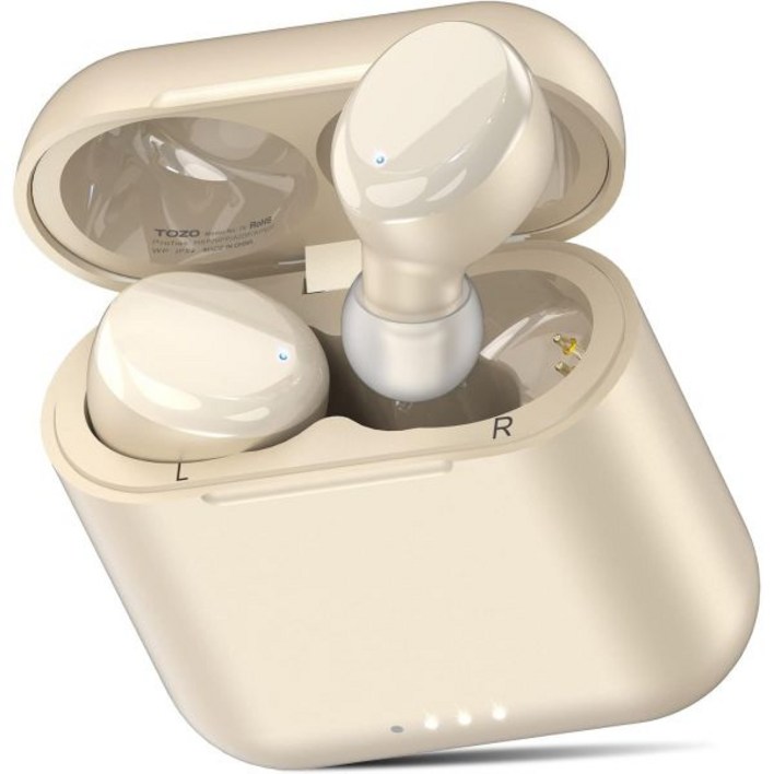 TOZO T6 트루 와이어리스 이어버드 블루투스 5.3 헤드폰 45H 롱 플레이 타임 무선 충전 케이스 IPX8 방수 스테레오 이어폰 내장 마이크 통화 APP를 통한 헤드셋 프리미