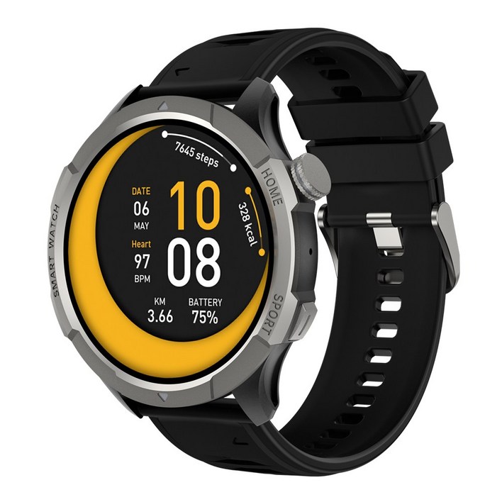 Wapik 블루투스 통화 스마트워치 ST10 1.43인치 아몰레드 고화질 SOS통화 AI운동인식, GPS + 블루투스, 3.6cm, 실버