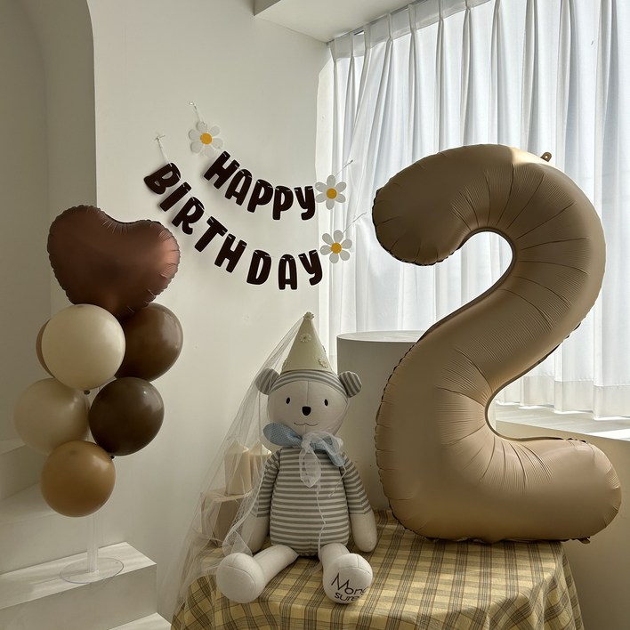 하피블리 두돌 생일상 숫자 풍선 생일 파티 용품 세트