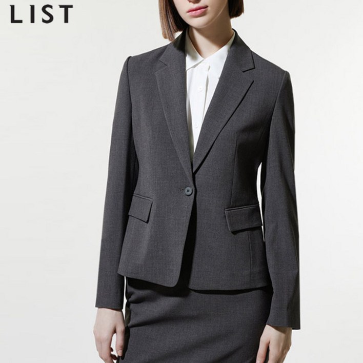 리스트 [리스트(LIST)] 세미 원버튼 숏 셋업 재킷