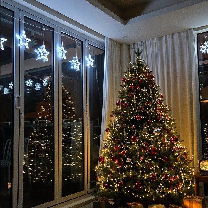 트리킹 LED 화이트별 전구 크리스마스 카페 홈 인테리어, 4개, 백색