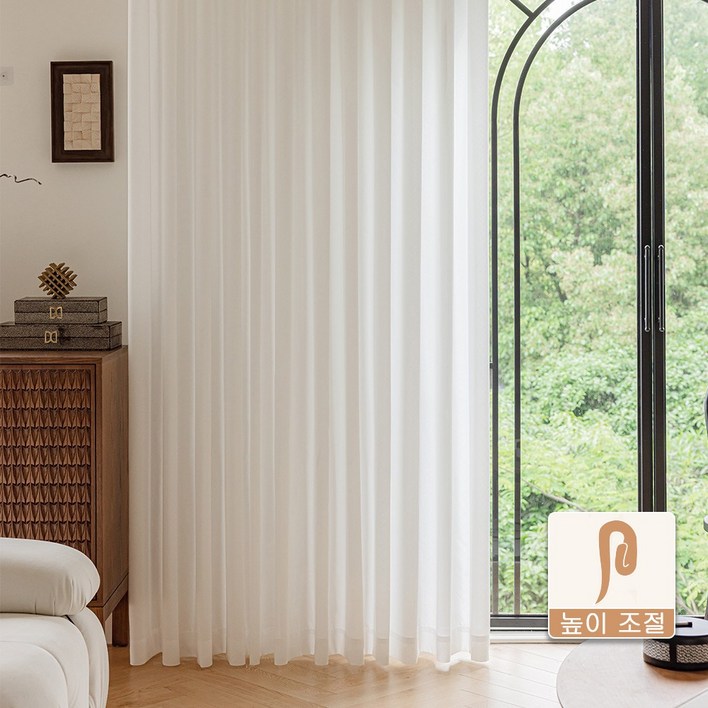 커튼킹 소르르 헤비쉬폰커튼 거실쉬폰커튼 나비주름 여름커튼 핀형 창문커튼  2P세트