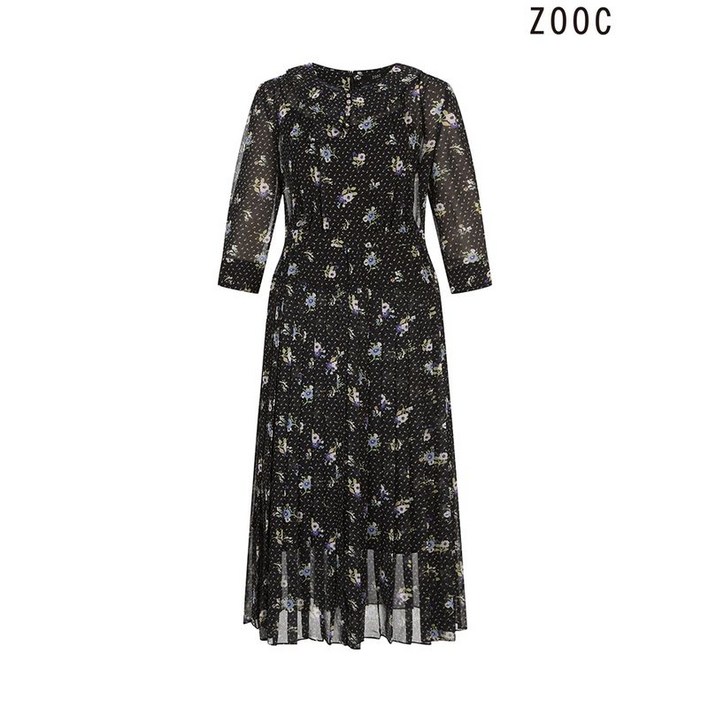 주크 플라워패턴 쉬폰 롱원피스 Z242MSE019 BK
