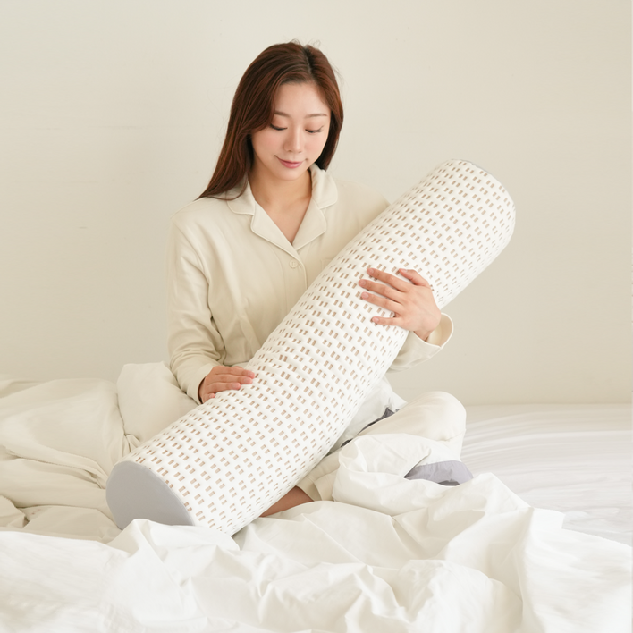 라텍스홈 바디필로우 원형 대형 안고자는 긴베개 롱쿠션, (_그레이_)