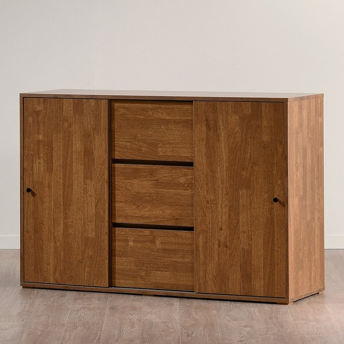 브루노 솔드 2단 E0 미닫이 슬라이드 수납장 1200 서랍장 수납장, 월넛