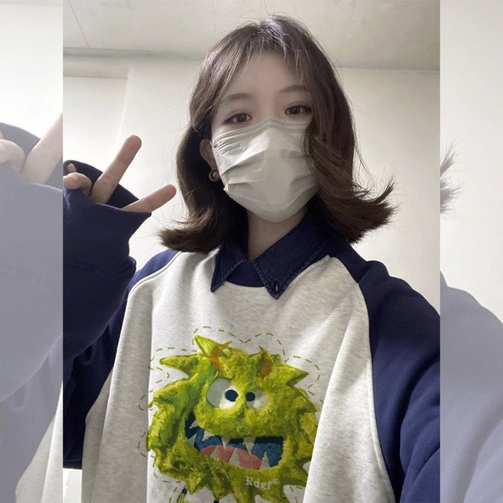 올브러쉬 면 한국계 고급스러운 정숄더 아우터 컬러믹스 bf 티계 상의