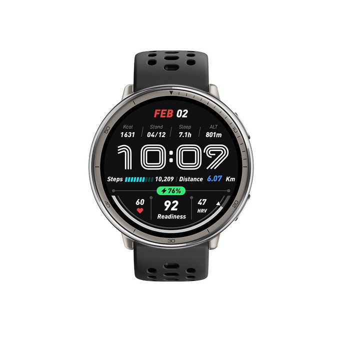 어메이즈핏 스마트워치 ACTIVE 2 스탠다드, GPS + 블루투스, 43.9mm, 블랙