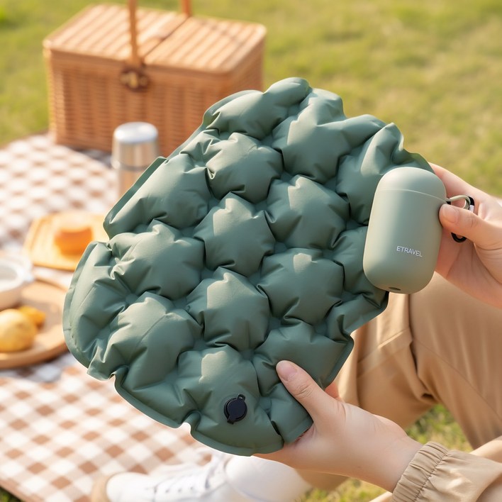(펌프 포함) 20초 완성 휴대용 에어 방석 콘서트 페스티벌 피크닉 초경량 캠핑 등산 키링