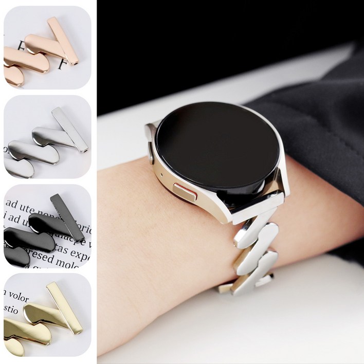 오르몽트 갤럭시워치 스트랩 지그재그 브레이슬릿 메탈, 실버, 1개