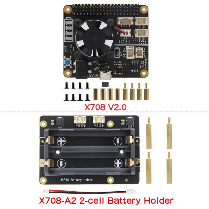 X708 UPS 전원 관리 보드 냉각 팬 AC 전력 손실 감지 자동 켜기 안전 셧다운 기능 Raspberry Pi