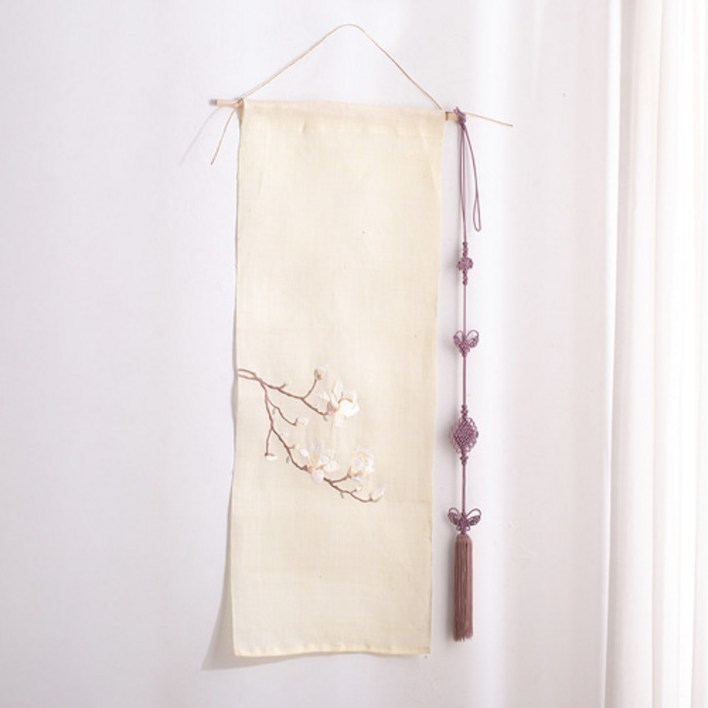 [데코봉봉] 모시가리개 (연노랑 꽃자수)-돌잔치 돌상차림 햇빛가리개 조각보 가림막 공간분리커튼