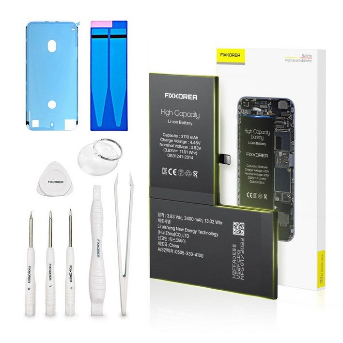 픽스코리아 아이폰배터리 정품 표준용량 대용량 배터리교체 자가교체 자가수리 KC인증 기본공구 포함, 공구포함, 배터리용량:표준, 아이폰6