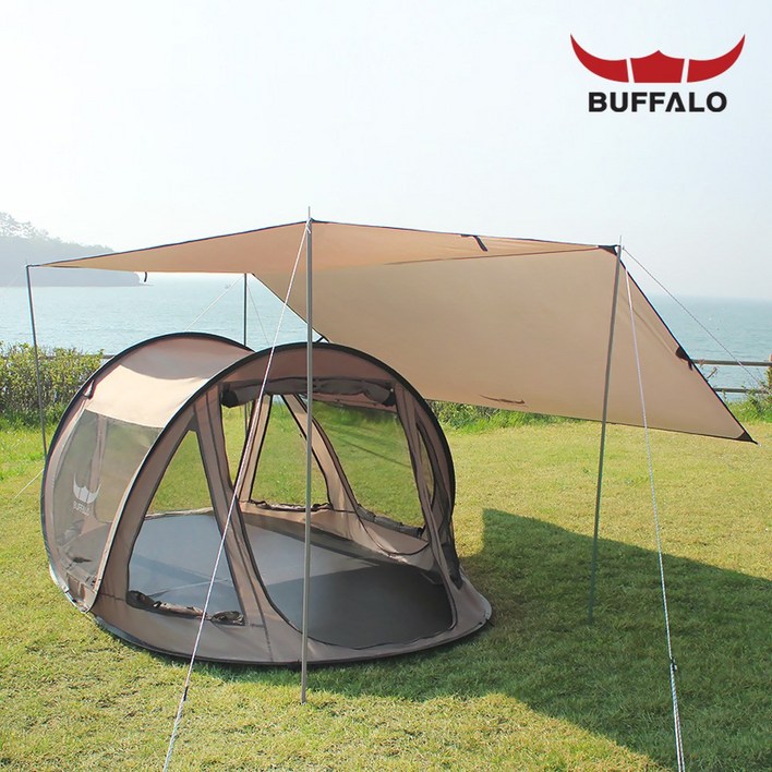버팔로 이지 컴포트 캠핑 원터치 팝업 텐트 5~6인용 + 플라이형 타프 세트