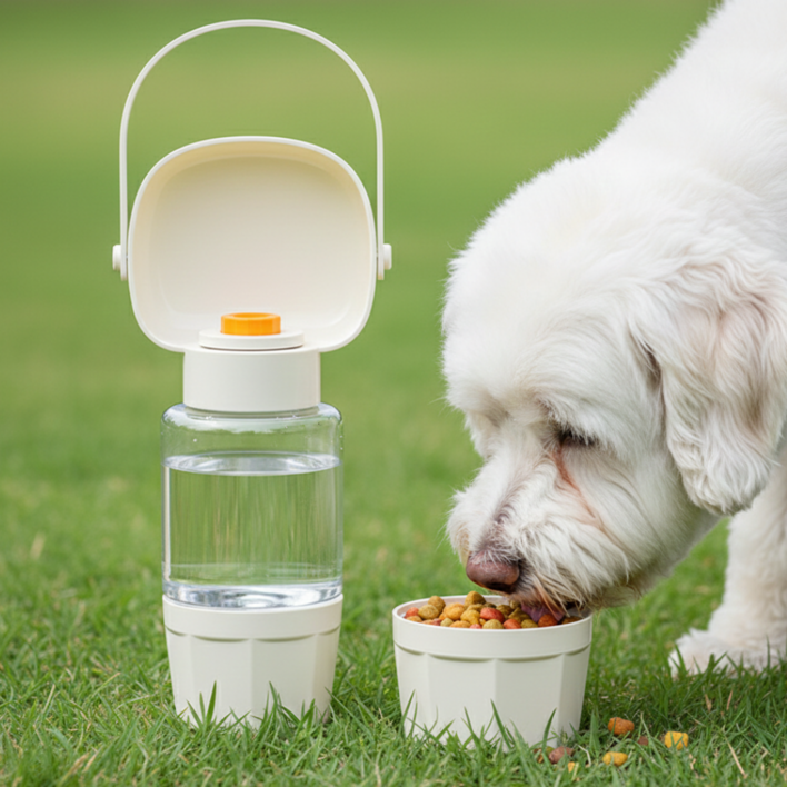 픽앤굿 2in1 원터치 휴대용 강아지 물병, 화이트, 1개