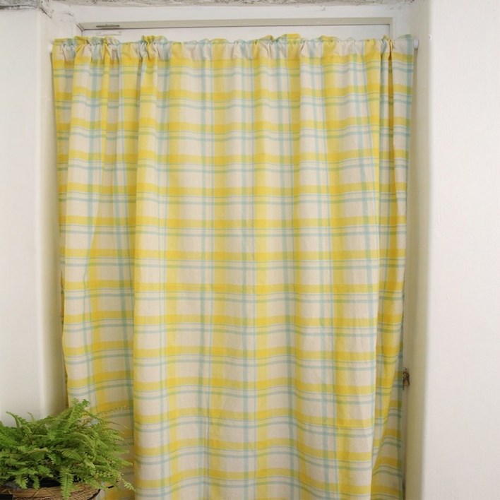 레트로 체크 가리개 커튼 3colors