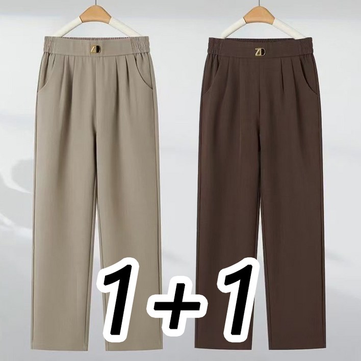 11 중년여성 엄마복 봄가을 캐주얼 와이드팬츠 편한 밴딩 통바지 일자핏 슬랙스 바지