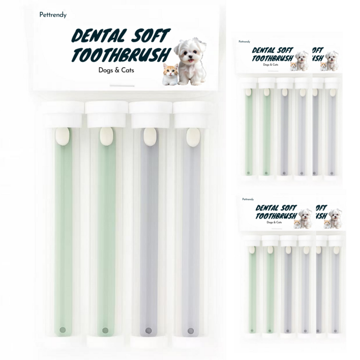 펫트렌디 반려동물 초극세사모 맞춤 칫솔, 20개, 민트  그레이