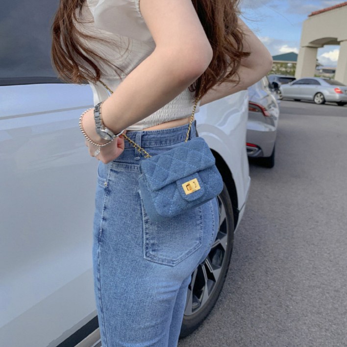 워너비뮤즈  고급 퀄팅 마이크로 체인 미니 크로스백 가죽