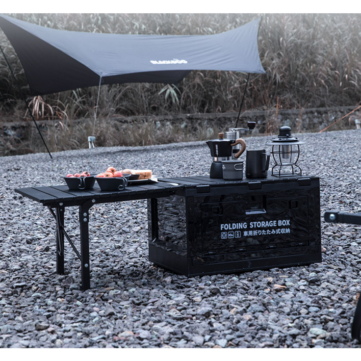 NABI CAMPING 양문형 오픈도어 멀티도어 폴딩박스 테이블 우드 상판 세트