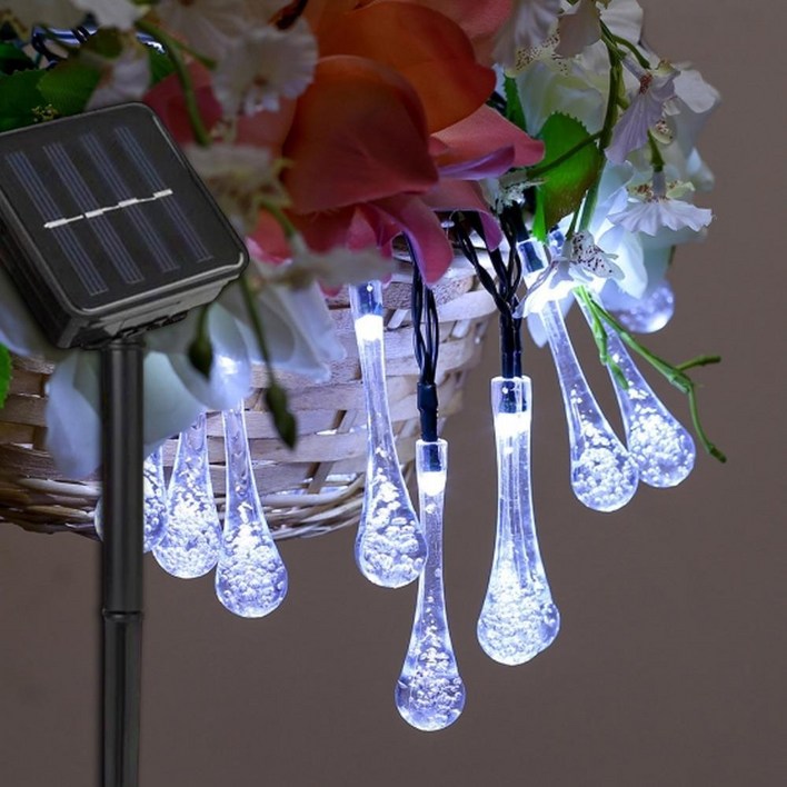 태양광 LED 20구 정원 나무조명 물방울 장식 전구 5M 성탄트리 경관 추리 야경 캠핑