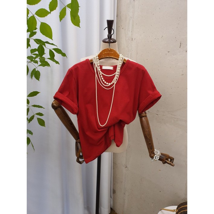 가을신상 무배 오미오 4컬러 바이오 워싱 기본 유넥 반팔 티셔츠