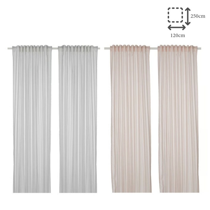 이케아 커튼 한쌍 120x250 빛조절 스트라이프 뷔모트